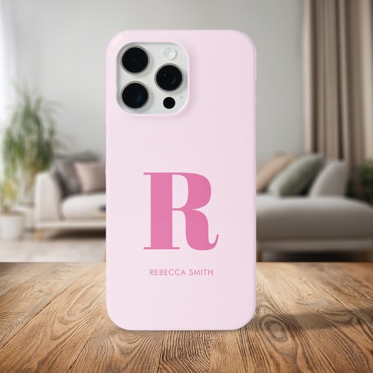 Einfache rosa Moderne Monogramm iPhone Hülle