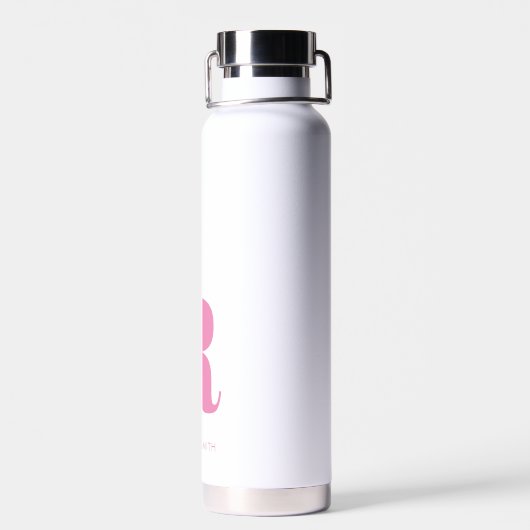 Einfache rosa Moderne Monogramm Trinkflasche (Rückseite)