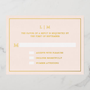 Einfache Rosa Monogram Elegant Wedding UAWG Folie Einladungspostkarte