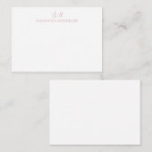 Einfache rosa Monogramm flache Note Card Mitteilungskarte (Vorne/Hinten)