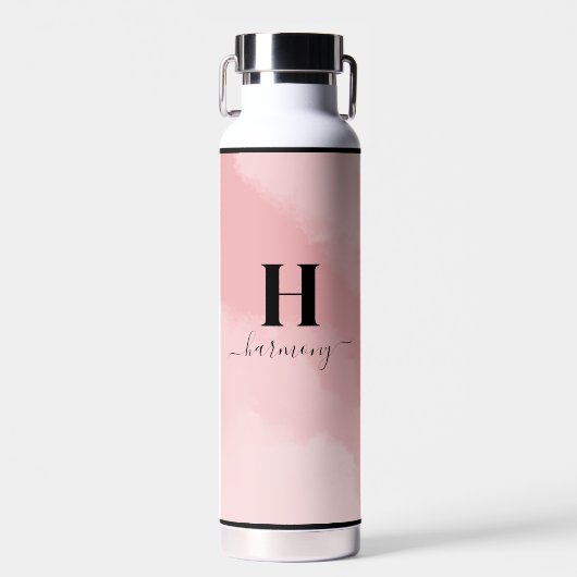 Einfache Rosa-Monogramm Trinkflasche (Vorne)