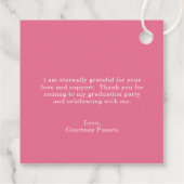 Einfache rosa Mortar Board Moderner Abschluss Geschenkanhänger (Rückseite)