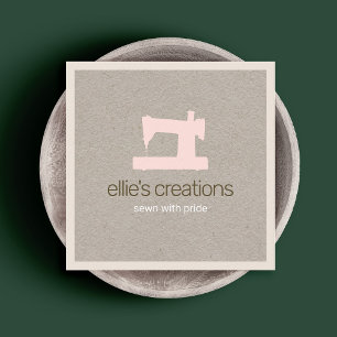 Einfache rosa Nähmaschine Seamstress Kraft Quadratische Visitenkarte