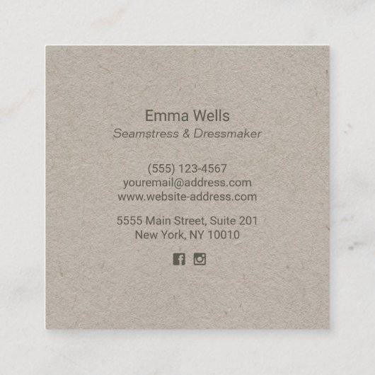 Einfache rosa Nähmaschine Seamstress Kraft Telefonnummerkarte (Rückseite)