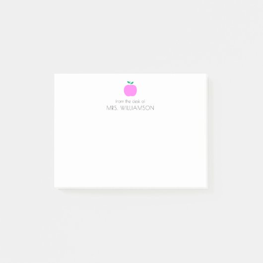 Einfache rosa Niedliche Apple Personalisiert Teach Post-it Klebezettel (Vorderseite)
