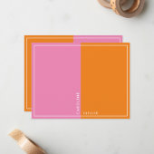 Einfache Rosa Orange Farbblock Girl-Boutique Mitteilungskarte (Vorderseite/Rückseite Beispiel)
