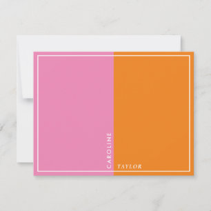 Einfache Rosa Orange Farbblock Mädchen Boutique Mitteilungskarte