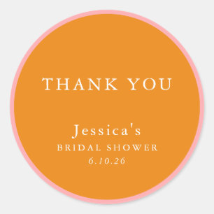 Einfache rosa orange individuelle Dankeschön-Karte Runder Aufkleber