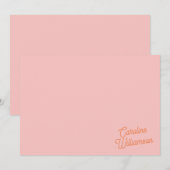 Einfache rosa-orange Schrift personalisierte Korre Mitteilungskarte (Vorne/Hinten)