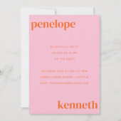 Einfache rosa Orangefarbene Moderne Hochzeit in ei Einladung (Vorderseite)