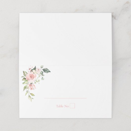 Einfache Rosa Platzkarte (Außenseite Aufgefaltet)