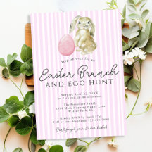 Einfache rosa Preppy Stripes Bunny Easter Brunch