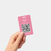Einfache rosa QR-Code Mitarbeiter-ID Ausweis (Handheld)