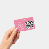 Einfache rosa QR-Code Mitarbeiter-ID Ausweis (Handheld)