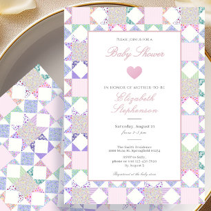 Einfache rosa Quilt-Baby-Shower-Einladung Einladung