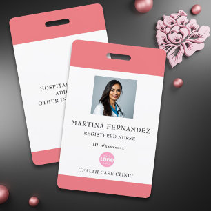 Einfache rosa registrierte Pflegekraft-Foto-ID Ausweis