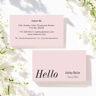Einfache Rosa Rosa Hallo Saubere Minimal Visitenkarte