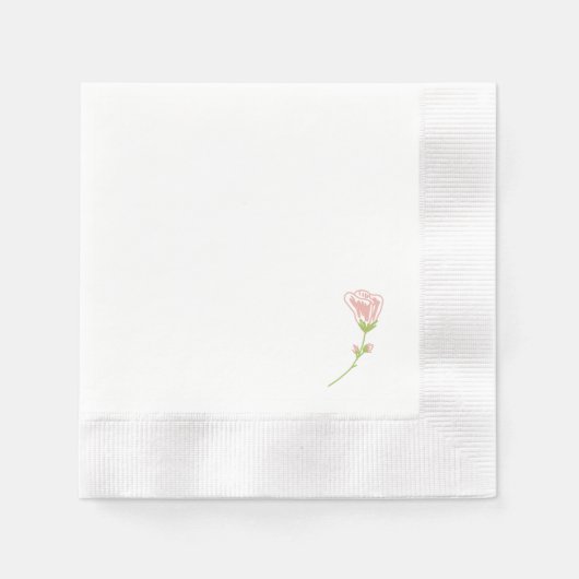 Einfache Rosa Rose | White Napkins Serviette (Vorderseite)