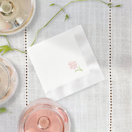 Einfache Rosa Rose | White Napkins Serviette
