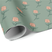 Einfache rosa Roses Ditsy Floral Holiday Blue Gesc Geschenkpapier (Rolleneckpunkt)