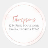 Einfache rosa Rücksendeadresse Minimalistische Kal Runder Aufkleber (Vorderseite)