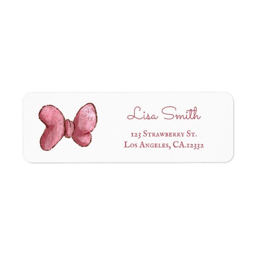 Einfache rosa Schleife Rücksendeadresse (Vorne)