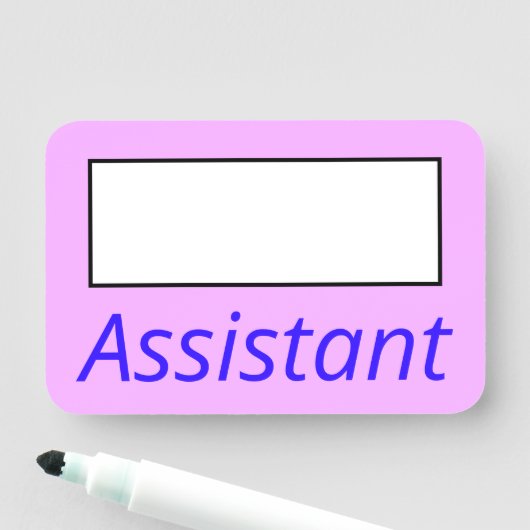 Einfache, rosa, Schlichte "Assistant Name"-Markier Namensschild (Beispiel)