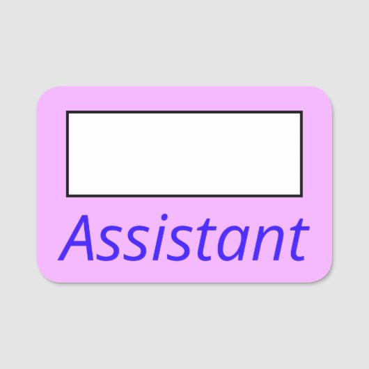 Einfache, rosa, Schlichte "Assistant Name"-Markier Namensschild (Vorderseite)