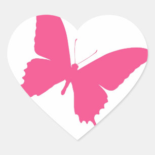 Einfache rosa Schmetterlingskonstruktion Herz-Aufkleber