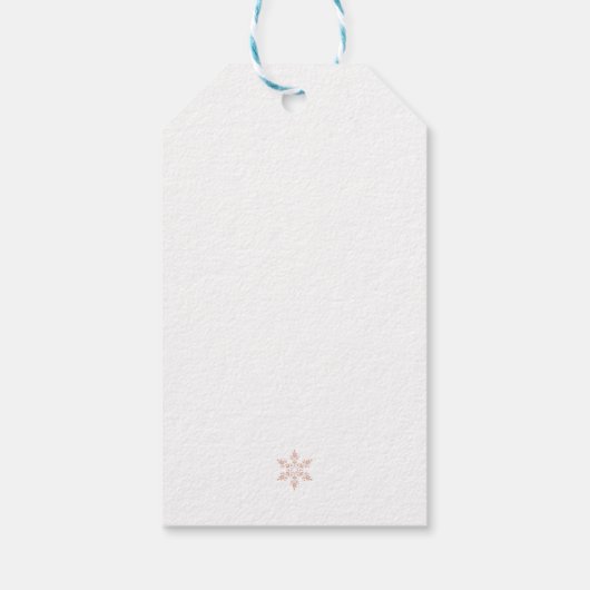 Einfache rosa Schneeflocken Weihnachten Geschenkanhänger (Rückseite)
