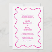 Einfache rosa Schnürrahmen Moderne Hochzeit Einladung (Vorderseite)