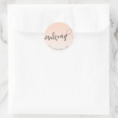 Einfache Rosa-Schriftzeichen-Kalligrafie Runder Aufkleber (Tasche)