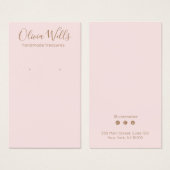 Einfache rosa Script-Earring-Display-Karte (Vorne & Hinten)
