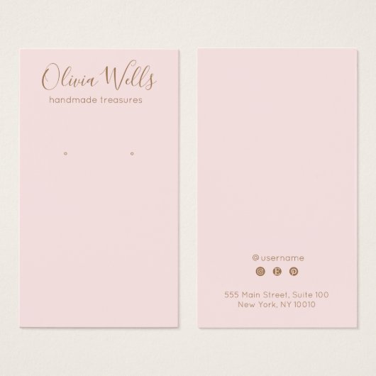 Einfache rosa Script-Earring-Display-Karte (Vorne & Hinten)