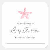 Einfache rosa Seesterne Babydusche Buchzeichen Quadratischer Aufkleber (Vorderseite)