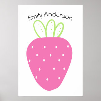 Einfache rosa Strawberry Personalisierter Name Poster