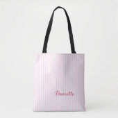 Einfache rosa Streifen Mit Monogramm Tasche (Vorderseite)