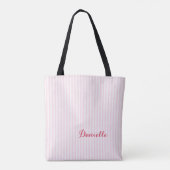Einfache rosa Streifen Mit Monogramm Tasche (Rückseite)