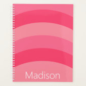 Einfache rosa Streifen Weißer Name Planer (Vorderseite)