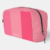 Einfache rosa Streifen Weißer Name Waschbeutel (Rechte Ecke)