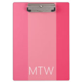 Einfache rosa Streifen Weißes Monogramm Klemmbrett (Vorderseite)