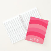 Einfache rosa Streifen Weißes Monogramm Notizblock (Innenseite)