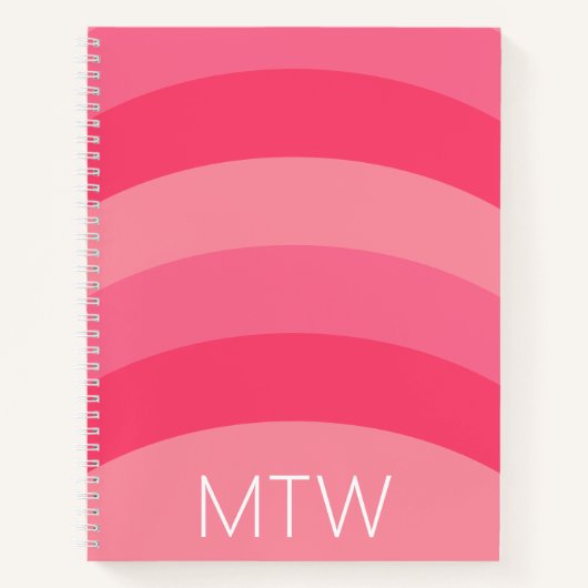 Einfache rosa Streifen Weißes Monogramm Notizblock (Vorderseite)