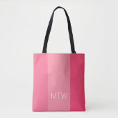 Einfache rosa Streifen Weißes Monogramm Tasche (Vorderseite)