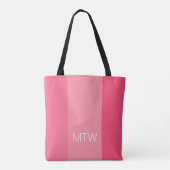 Einfache rosa Streifen Weißes Monogramm Tasche (Rückseite)