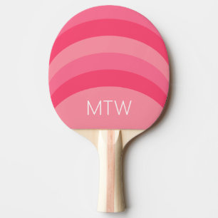 Einfache rosa Streifen Weißes Monogramm Tischtennis Schläger