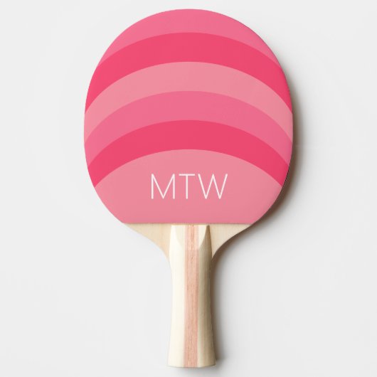 Einfache rosa Streifen Weißes Monogramm Tischtennis Schläger (Vorderseite)