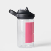 Einfache rosa Streifen Weißes Monogramm Trinkflasche (rechts)