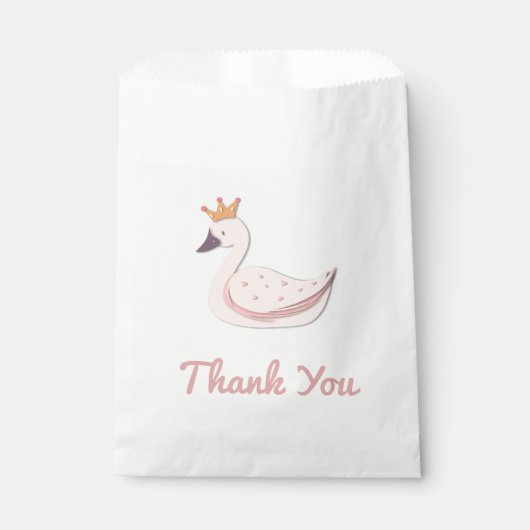 Einfache Rosa Swan Princess Vielen Dank Geschenktütchen (Vorderseite)