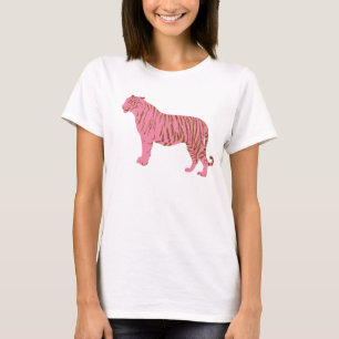 Einfache rosa Tiger Kunst T-Shirt